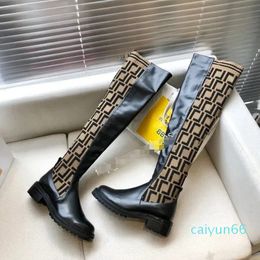 Boots Letter Women Boot Over the Knee Boot Knit Socks Booties Luxury Fashion Sexy Ankle Shoes Leather Shoes