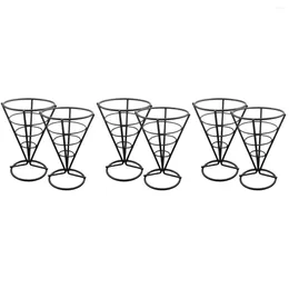 Flatware Sets 6 Pcs French Fry Stands Cone Metal Wire Snack Basket Appetizer Serving Racks