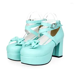 Dress Shoes Spring Autumn Student Maid Lolita Kawaii Women's High Heels Princess Bow Girls Platform Round Toe Female