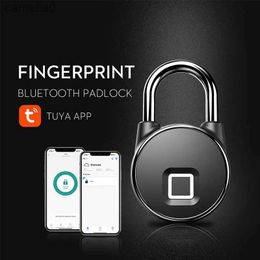 Smart Lock TUYA APP Smart Fingerprint Padlock Household Dormitory Lockers Warehouse Doors Anti Theft Electronic LockL231116