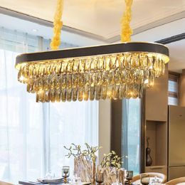 Chandeliers Design Modern Luxury Crystal Restaurant Chandelier Simple Living Room Black Personality Led Rectangular Decorative Lights