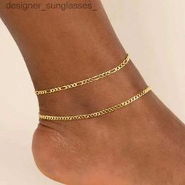 Anklets Chunky Figaro Chain Anklets For Women Punk Stainless Steel Silver Colour Figaro Chain 21+10cm Anklet Chain Summer JewelryL231116