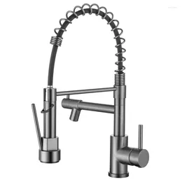 Kitchen Faucets 304 Stainless Steel Lead-free Faucet Gun Grey Sink Tap Cold Mixer Brushed Gold Double Outlet Spring