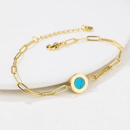 Charm Bracelets Artificial Turquoise For Women Simple Jewellery 14k Gold Plated Bracelet Femme Friend Gifts