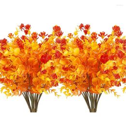 Decorative Flowers Artificial UV-resistant Plants Home Office Garden Accessories Fake Grass (Dark Orange) Plant For Room And Meeting Decor