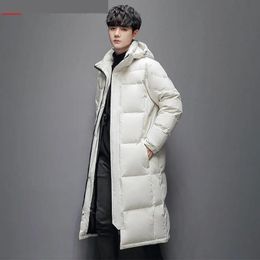 Men's Down Parkas S-3xl Mens White Duck Down Jacket Winter Male Coats Zipper Long Style Solid Hooded Thicken Windproof Outerwear Clothes Hy169 231116