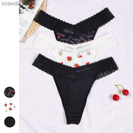 Women's Panties SP CITY Lace Thin Sexy Thongs Strawberry Sexy Women's Underwear Low Waist Cotton Breathable Hollowed Panties Seamless Briefs Q231120