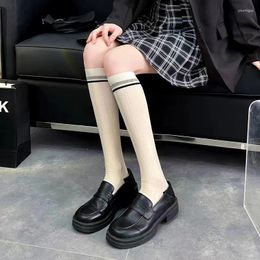 Women Socks Korean Stripped Long Autumn Spring Soft Cotton Lolita Stockings Girls Casual Knitted Knee High