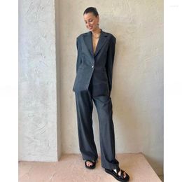 Women's Suits Austrian Designer Brand Women Wool Blazer Suit 2024 High Quality Pinstripe Trousers Luxury Fashion Sexy Elegance Loose