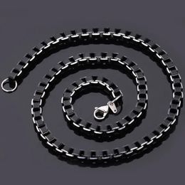 Chokers Black Pendant Necklace Box Chain Fashion Jewellery Aluminium Alloy Simple 46CM55CM66CM SportCausal Gift For Men Bracelets N215 231115