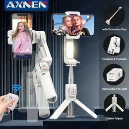 Stabilizers AXNEN A10 Smartphone Handheld Gimbal with Fill Light Extension Rod Remote Cellphone Video Record Stabilizer for iPhone Android Q231116