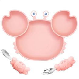 Cups Dishes Utensils Qshare Baby Silicone Children s Tableware Plate Non slip Feeding Bowl BPA Free Kids Dinner Accessories 231116