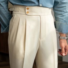 Men's Pants Italy Business Dress Pants Men High Quality Office Social Suit Pants Casual Wedding Groom Trouser Pantaloni Uomo Casual apricot 231115