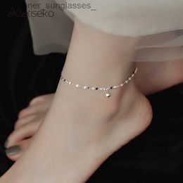 Anklets Metiseko 925 Sterling Silver Anklet Platinum Yellow Gold Plated Real Silver Feet Bracelet for Women Summer Holiday Beach PartyL231116