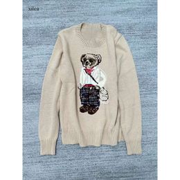 Maglioni da uomo 2023 Nuovo Cartoon Rl Orso Donna Autunno Inverno Ricamo Pullover Manica lunga Maglione lavorato a maglia Cappotto di lana di cotone c1