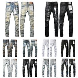 Purple Jeans Mens Womens Designer Jeans Fashion style personality Distressed Ripped Bikers Denim cargo For Men Black Blue Mix and match Pants 25JI