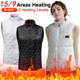 Men's Vests 15/9 Areas Heated Vest Men Jacket Heated Winter Womens Electric Usb Heater Cotton Thermal Warmte Vest Body Warmer Coat S-4XL 231116