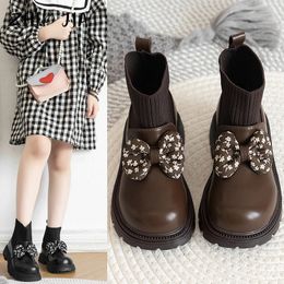 Sneakers Childrens Autumn Martin Boots Cute Girls Casual High Top Leather Boots Fashion Trend Comfortable Edition Shoes 231115
