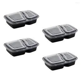 Dinnerware 20pcs 1000ml Disposable Meal Prep Containers 2-compartment Storage Box Microwave Safe Lunch Boxes (Black With Conteiners