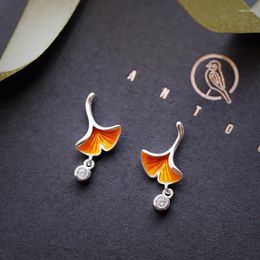 Stud Earrings Korean Exaggerated Vintage Ginkgo Leaf For Women Female Geometric Bohemian Ear Jewelry Accessories