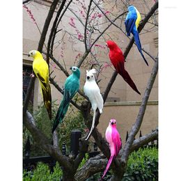 Decorative Figurines 25/35cm Handmade Simulation Parrot Creative Feather Lawn Figurine Ornament Animal Bird Garden Prop Decoration