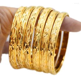 Bangle Moroccan Style Gold Plated Bracelet Middle East Wedding Bridal Carved Pattern 8mm Set Luxury Jewellery