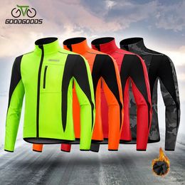 Cycling Shirts Tops Cycling Jacket Warm Up Thermal Fleece Cycling Jacket Bicycle MTB Road Bike Clothing Windproof Waterproof Long Jersey 231116