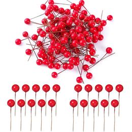 Christmas Decorations 100PCS Christmas Red Berries Artificial Christmas Berry for DIY Crafts Wreath Garland Xmas Ornaments Christmas Tree Decoration 231116