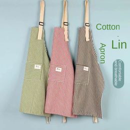 Aprons Fashionable Waterproof and Oil proof Striped Kitchen Apron for Home Restaurant Work 231116