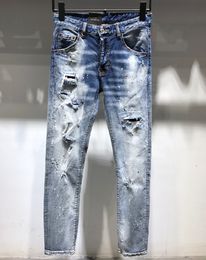 DSQ COOLGUY Men's Jeans Classic Fashion Hip Hop Rock Moto Mens Casual Design Ripped grey Jeans Distressed straight Denim Biker DSQ2 Jeans 612