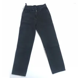 Women's Jeans High Waist Ankle Length Woman Classic Straight Button Vintage Loose Street Style Blue Black Harem Pants