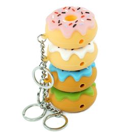 Smoking Pipes Unbreakable Donut Style Smoking Hand Pipe Spoon Ppipe With Keychain And Glass Bowl Accessories Oil Rig 4 Colours Drop Del Dh6Ti