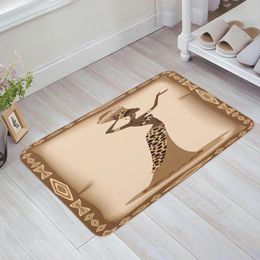 Carpets African Women Brown Ethnic Floor Mat Entrance Door Living Room Kitchen Rug Non-Slip Carpet Bathroom Doormat Home Decor