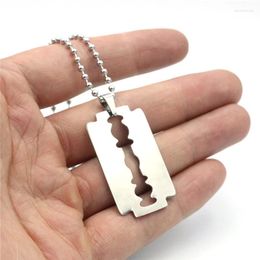 Pendant Necklaces Wholesale 10PCS Personalised Punk Style Blade Trendy Men's Razor Necklace MN130