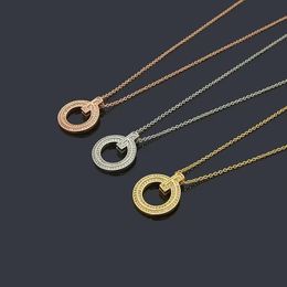 Luxury 925s Silver T Necklace Pendant Necklace Fashion Circle Full Diamond Necklace High Quality 18k Gold Designer Necklace for Women's Jewellery