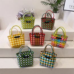 Evening Bag Colourful Handwoven Bag 2023 Ladies Fashion Casual Vegetable Basket Hand Mini Shopping Handbag For Females 231115