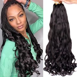 French Curly Braiding Hair Soft Bouncy Braids Hair Curly Braiding Hair French Curls Synthetic Hair Extention for Goddess Box Braids Crochet Hair