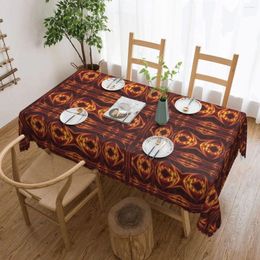 Table Cloth Sun And Fire Tablecloth Abstract Golden Print Protector Rectangular Cover Elegant Design For Events
