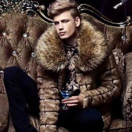 Men's Jackets Thick Warm Coat Autumn and Winter Large Fur Collar Faux Youth Casual Trend Mink Short 231115