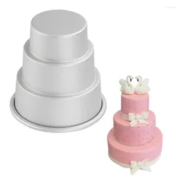 Baking Moulds Cake Pans 3-Tier Nonstick Aluminium Alloy Round Shaped Small Mould Utensils For Cupcake Pudding And Chocolate