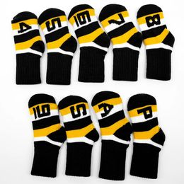 Other Golf Products 9Pcs Knitted Headcover Covers Club Iron Irons Head Knit Longneck Sock Style Headcovers Washable 231115