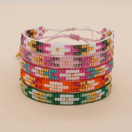 Link Bracelets YASTYT 2023 Mosaic Arrows MGB Beads Braided Geometric Pattern 3 Row Handmade Jewellery For Women