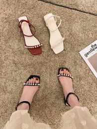 Sandals 2023 High Heels Female Shoe Espadrilles Platform Buckle Slip-on Loafers Summer Women's Open Toe Med High-heeled Bloc