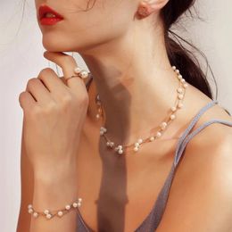 Necklace Earrings Set Wedding Bridal Jewellery For Women Gold Colour Fashion 3pcs Bracelet Earring S441 Amazing Price