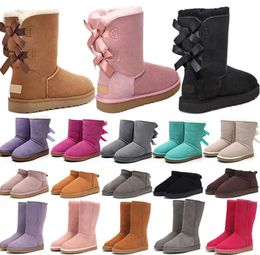 designer boots australia slippers tasman womens platform winter booties girl classic snow boot ankle short bow mini fur black chestnut pink Bowtie shoes size UGGsit