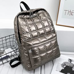 Evening Bags Winter Quilted Plaid Women's Backpack Light Space Down Casual Female Backpacks for Women Teenager Girls School Back 231115
