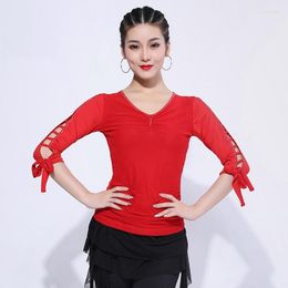 Stage Wear H2645 Latin Dance Tops Women Adult Practise Clothing Female Spring Style Square Professional Performance Costumes