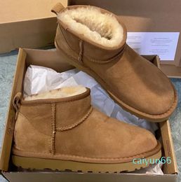 Snow Boots Australian Women Boot Bailey Dune Chestnut Winter Buckle Fur Snow Half Knee Short Lady Sheepskin And Wool Integrated Hair Slipper