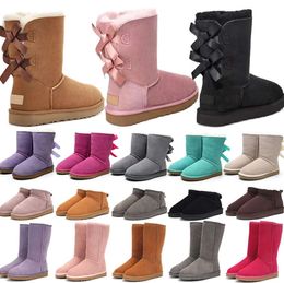 designer boots australia slippers tasman womens platform winter booties girl classic snow boot ankle gs short bow mini fur black chestnut pink Bowtie shoes size