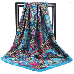 Scarves Wholesale 90 90cm Silk Scarf Women Fashion Spring/Summer Head/Hair Bandana Cheveux Foulard Femme